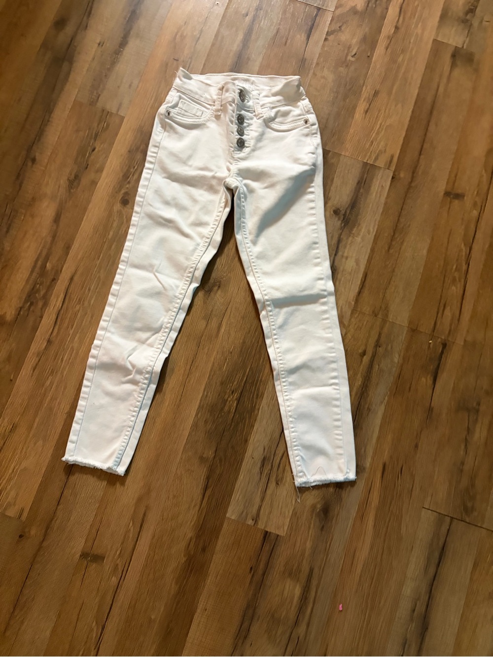 Justice White Button-Fly Slim Jeans for Kids